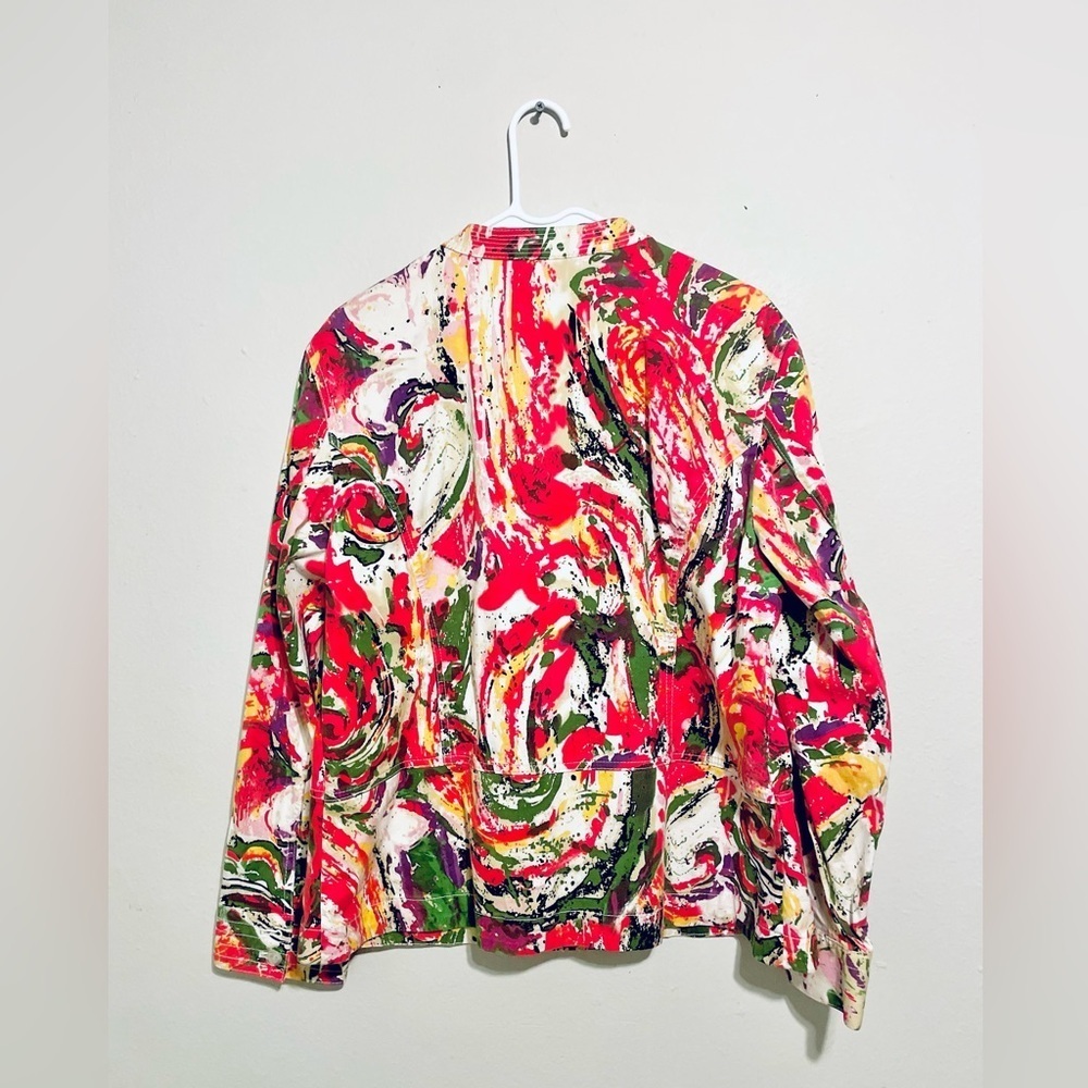 Chico's Color Splash Jacket Multicolor Full Zip Size X-Large (3) EUC - Picture 5 of 7
